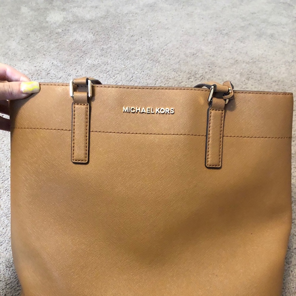 Camel color Michael Kors jet setter tote